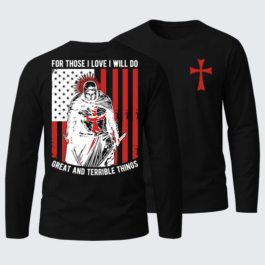 Knights Templar Crusader Cotton Long Sleeve T-Shirt