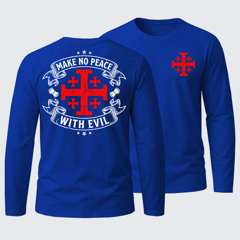 Make No Peace with Evil Knight Templar Jerusalem Cross Cotton Long Sleeve T-Shirt