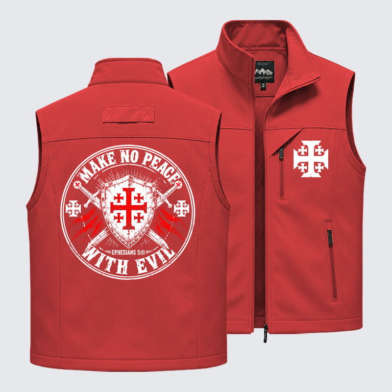 Make No Peace with Evil Knight Templar Jerusalem Cross Outdoor Quick-dry Vest