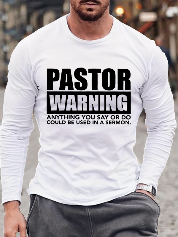 Pastor Warning Jesus God Christian Cotton Long Sleeve T-Shirt