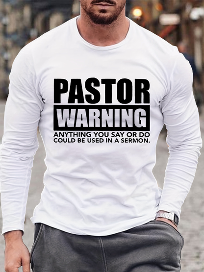 Pastor Warning Jesus God Christian Cotton Long Sleeve T-Shirt