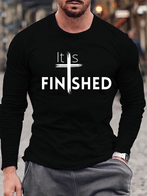 It's Finished Jesus God  Christian Cotton Long Sleeve T-Shirt