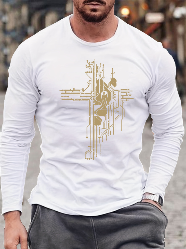 Digital Redemption Jesus God Christian Cotton Long Sleeve T-Shirt