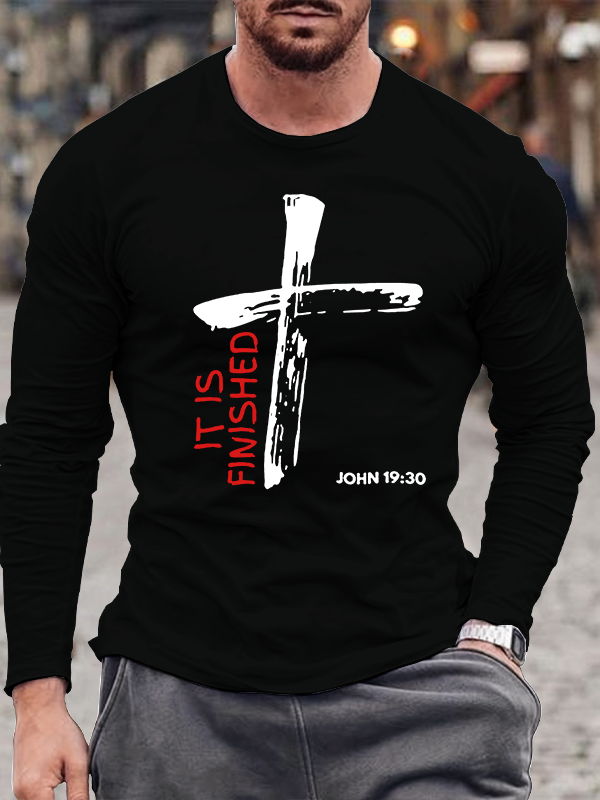 It Is Finished Jesus God Christian Cotton Long Sleeve T-Shirt