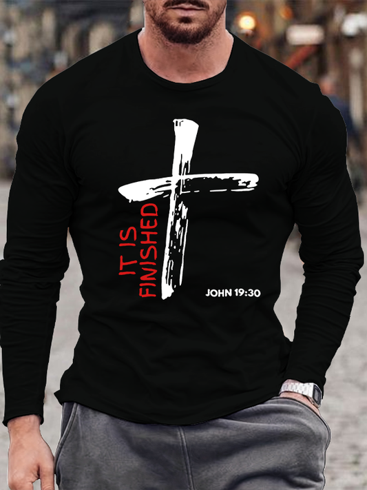 It Is Finished Jesus God Christian Cotton Long Sleeve T-Shirt