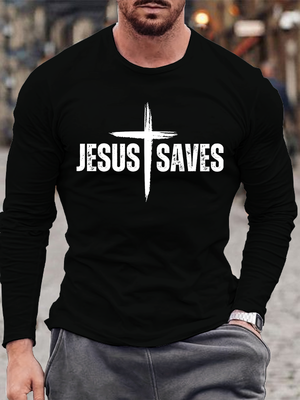 Jesus Saves Jesus God Christian Cotton Long Sleeve T-Shirt