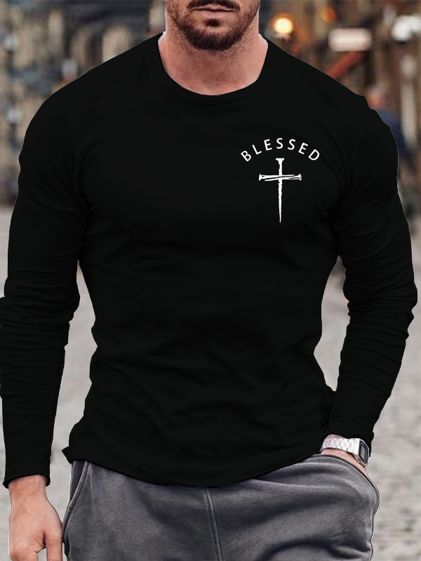 Blessed Cross Jesus God Christian Cotton Long Sleeve T-Shirt