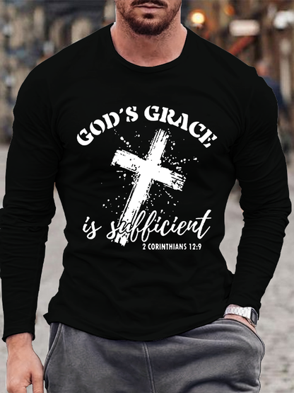 God's Grace Is Sufficient Jesus God Christian Cotton Long Sleeve T-Shirt