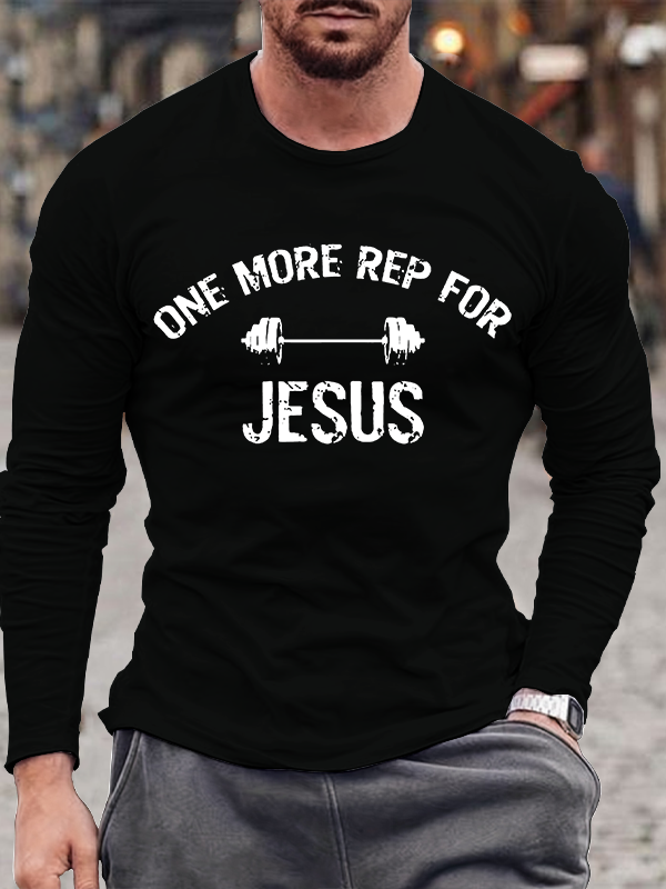 One More Rep for Jesus Jesus God Christian Cotton Long Sleeve T-Shirt
