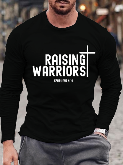 Raising Warriors Bible Verse Jesus God Christian Cotton Long Sleeve T-Shirt