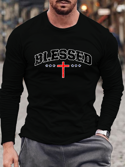 Blessed Cross Jesus God Christian Cotton Long Sleeve T-Shirt