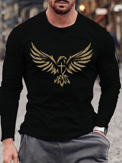 Wings Like Eagles Jesus God Christian Cotton Long Sleeve T-Shirt
