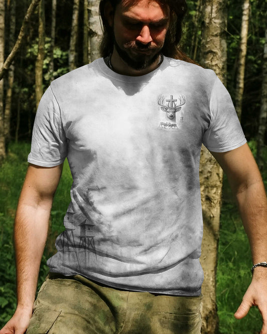 I've Got Hunting In My Veins And Jesus In My Heart All Over Print Grey T-Shirt
