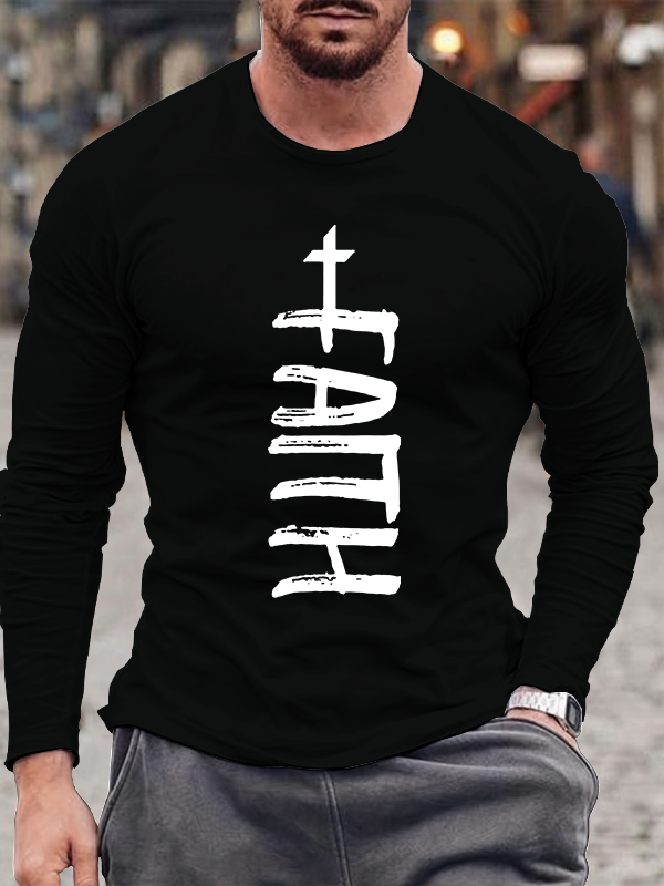 Faith Cross Jesus God  Christian Cotton Long Sleeve T-Shirt