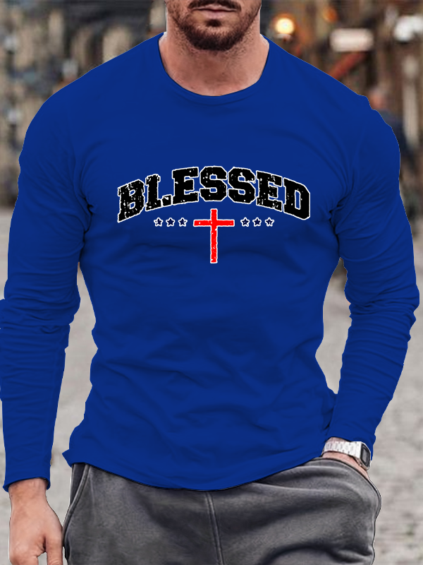 Blessed Cross Jesus God Christian Cotton Long Sleeve T-Shirt