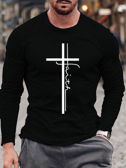 Faith Cross Jesus God Christian Cotton Long Sleeve T-Shirt