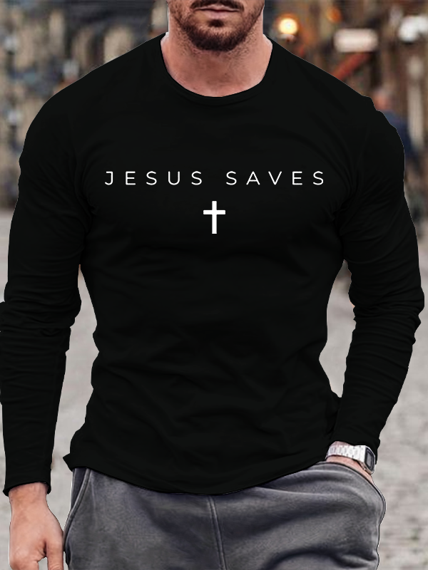 Jesus Saves Jesus God Christian Cotton Long Sleeve T-Shirt