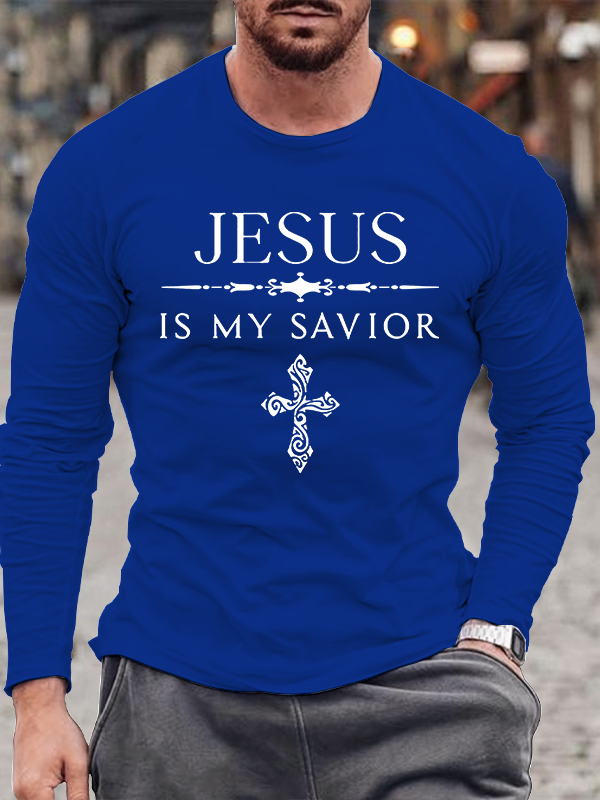 Jesus Is My Savior Jesus God Christian Cotton Long Sleeve T-Shirt