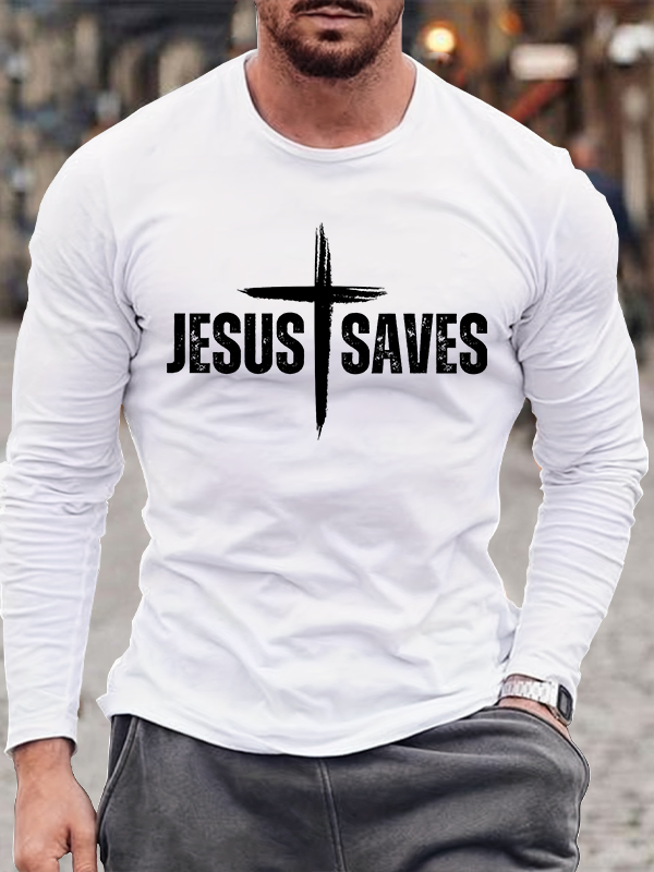 Jesus Saves Jesus God Christian Cotton Long Sleeve T-Shirt