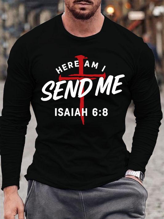 Here Am I Send Me Jesus God Christian Cotton Long Sleeve T-Shirt