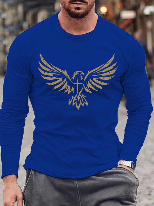Wings Like Eagles Jesus God Christian Cotton Long Sleeve T-Shirt