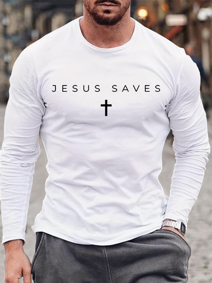 Jesus Saves Jesus God Christian Cotton Long Sleeve T-Shirt