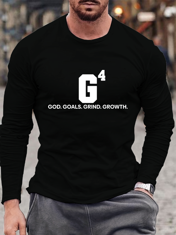 God Goals Grind Growth Jesus God Christian Cotton Long Sleeve T-Shirt