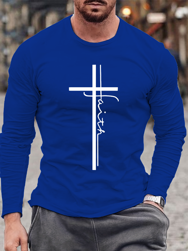 Faith Cross Jesus God Christian Cotton Long Sleeve T-Shirt
