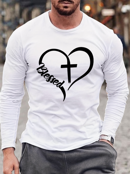 Blessed And Heart Jesus God  Christian Cotton Long Sleeve T-Shirt