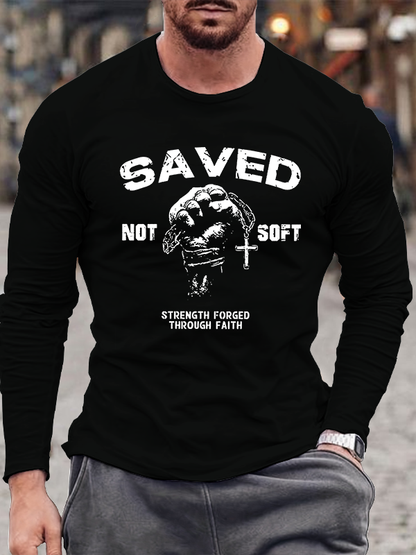 Saved Not Soft  Jesus God Christian Cotton Long Sleeve T-Shirt