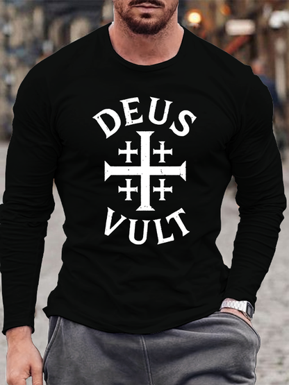 Deus Vult Jesus God Christian Cotton Long Sleeve T-Shirt