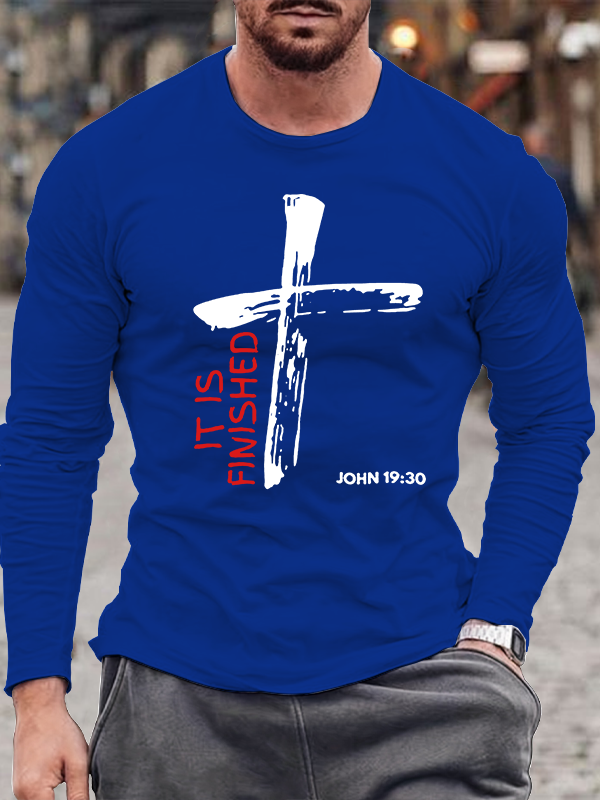 It Is Finished Jesus God Christian Cotton Long Sleeve T-Shirt