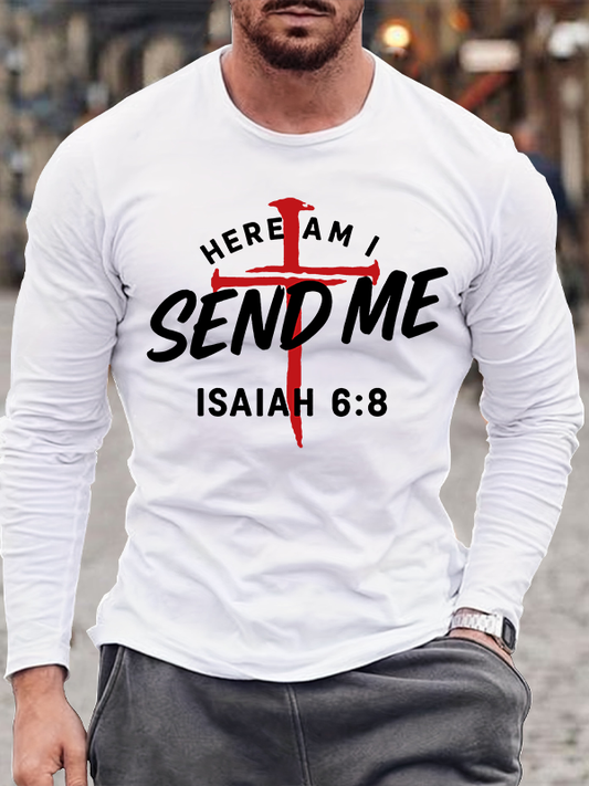 Here Am I Send Me Jesus God Christian Cotton Long Sleeve T-Shirt