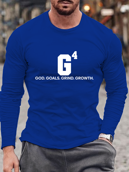 God Goals Grind Growth Jesus God Christian Cotton Long Sleeve T-Shirt