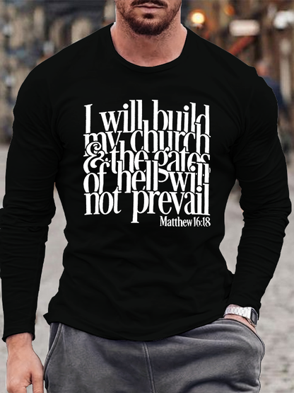 I Will Build My Church Jesus God Christian Cotton Long Sleeve T-Shirt