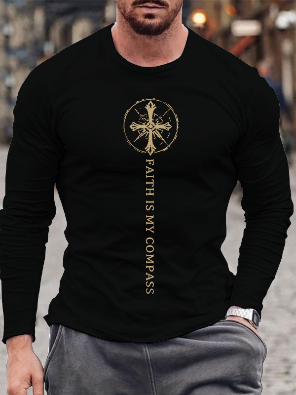 Faith Is My Compass  Jesus God Christian Cotton Long Sleeve T-Shirt