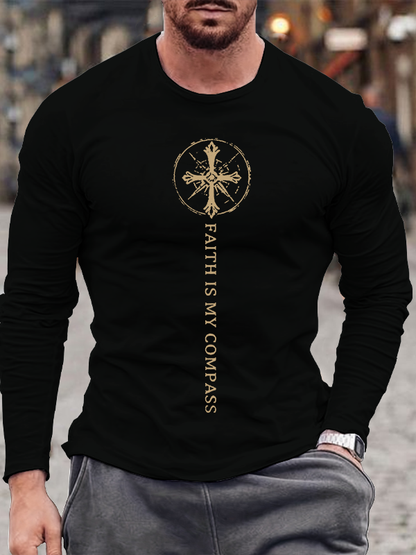 Faith Is My Compass  Jesus God Christian Cotton Long Sleeve T-Shirt