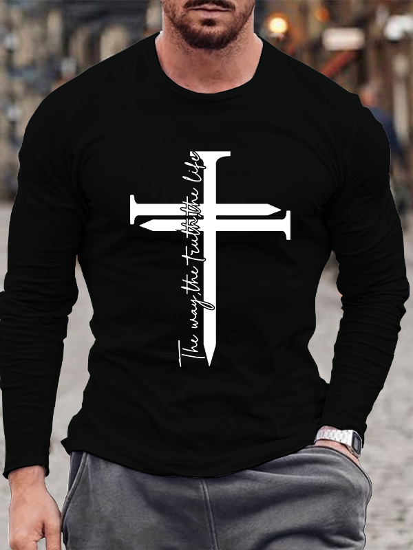 Jesus The Way The Truth The Life Cross Jesus God Christian Cotton Long Sleeve T-Shirt
