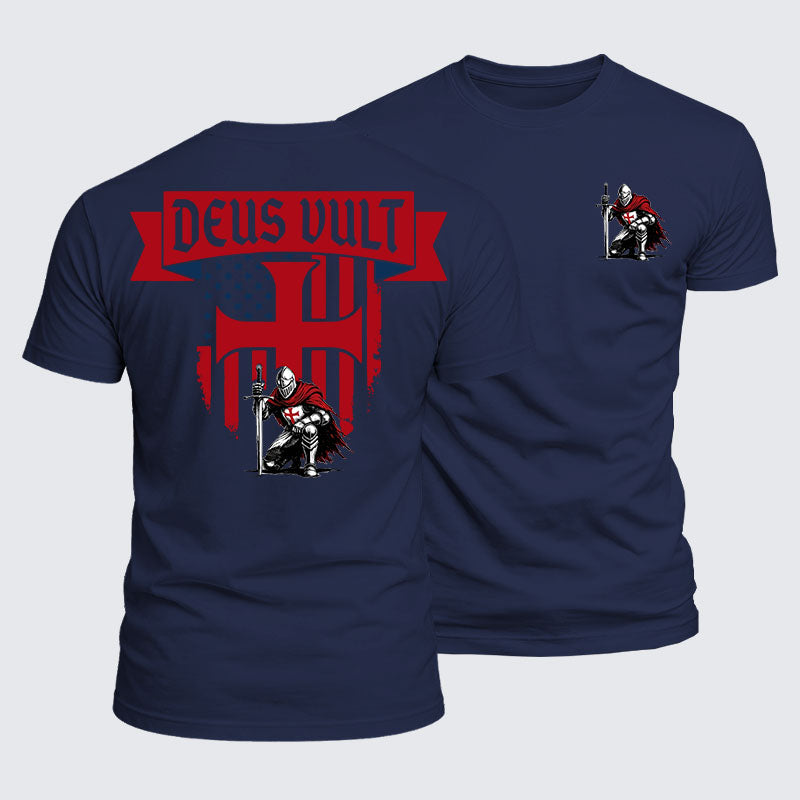 Luxe Mercerized Cotton Tee - Templar Knight Crusader Deus Vult