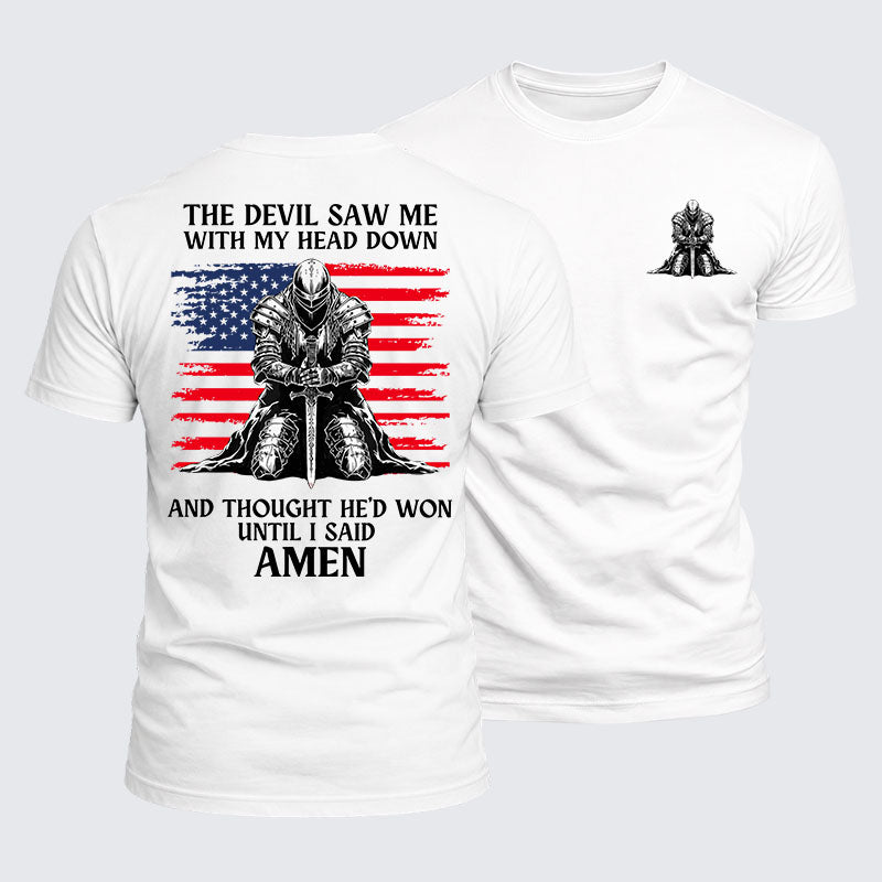 Luxe Mercerized Cotton Tee - The Devil Saw Me Until I Said Amen