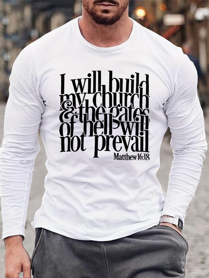 I Will Build My Church Jesus God Christian Cotton Long Sleeve T-Shirt