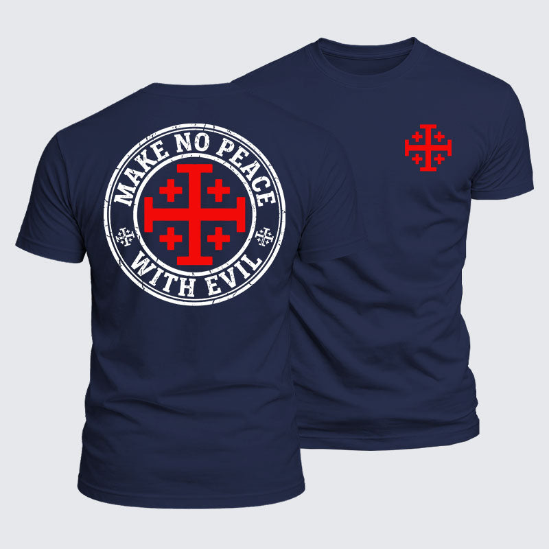 Luxe Mercerized Cotton Tee - Make No Peace with Evil Knight Templar Jerusalem Cross