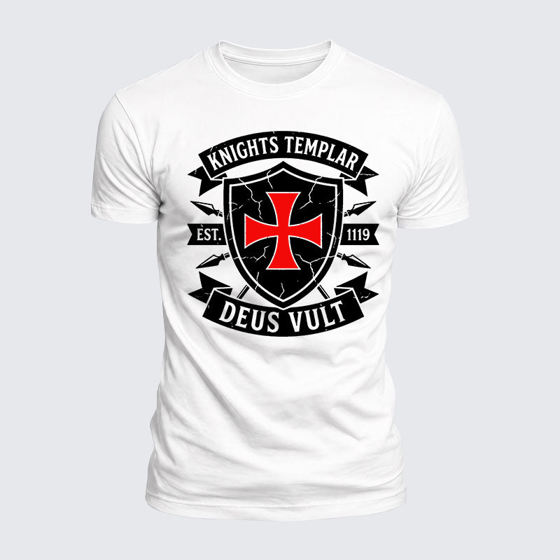 Luxe Mercerized Cotton Tee - Knights Templar Deus Vult