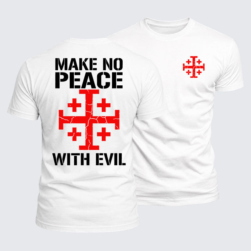 Luxe Mercerized Cotton Tee - Make No Peace with Evil Knight Templar Jerusalem Cross