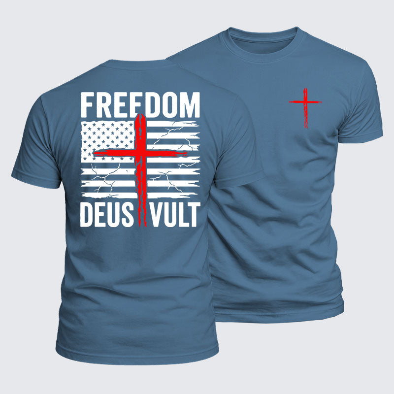 Luxe Mercerized Cotton Tee - Deus Vult American Flag Freedom