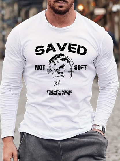 Saved Not Soft  Jesus God Christian Cotton Long Sleeve T-Shirt