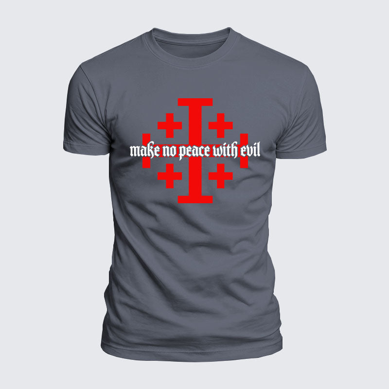 Luxe Mercerized Cotton Tee -  Make No Peace with Evil Knight Templar Jerusalem Cross