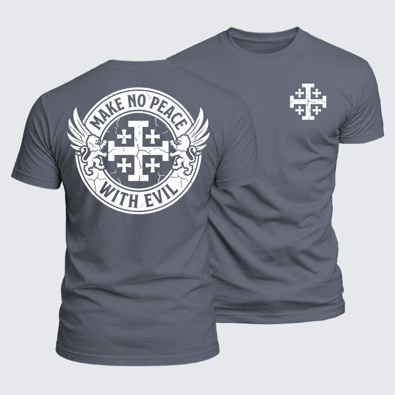 Luxe Mercerized Cotton Tee -  Make No Peace with Evil Knight Templar Jerusalem Cross