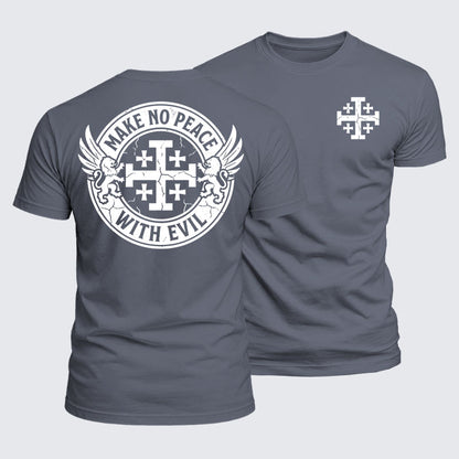 Luxe Mercerized Cotton Tee -  Make No Peace with Evil Knight Templar Jerusalem Cross