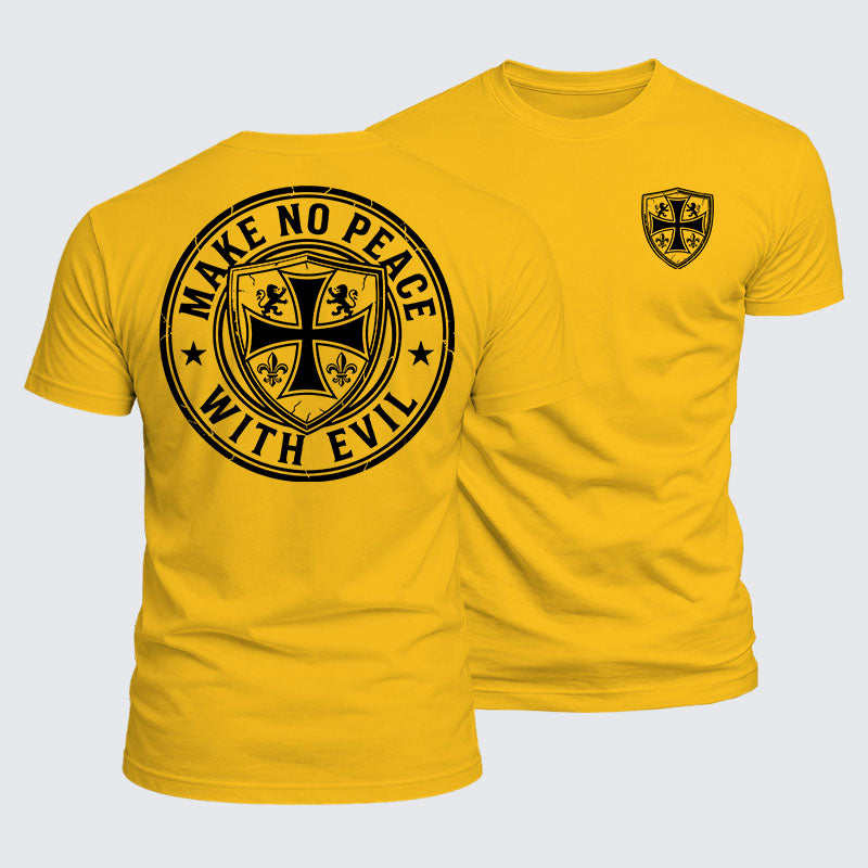 Luxe Mercerized Cotton Tee -  Make No Peace with Evil Knight Templar Jerusalem Cross